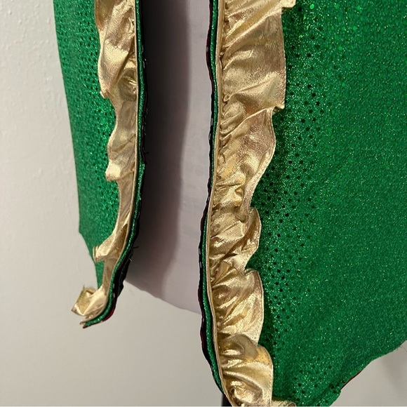 Vesuvio Napoli Italy Mens Large Open Vest Green with Gold Ruffled Party Rare EUC - Picture 3 of 6